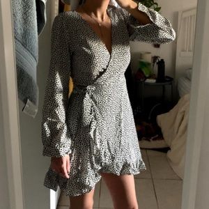 Polka dot mini wrap tie summer dress